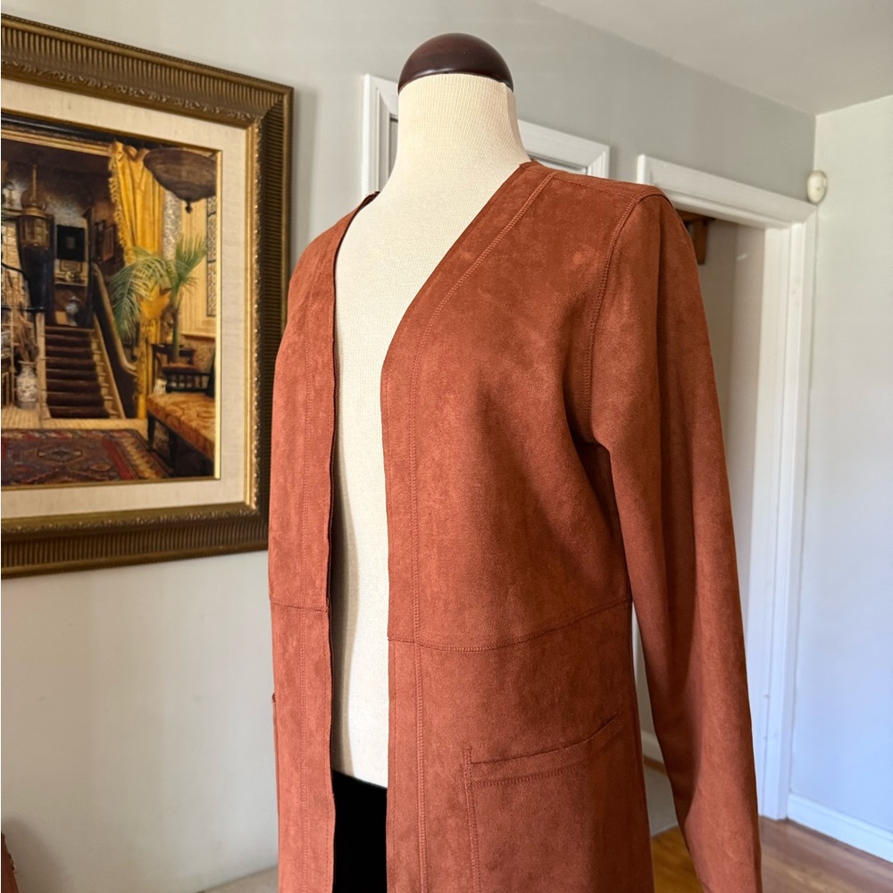 Solitaire by Ravi Khosla  Terracotta Women's Longline Cardigan Duster. - Picture 8 of 10